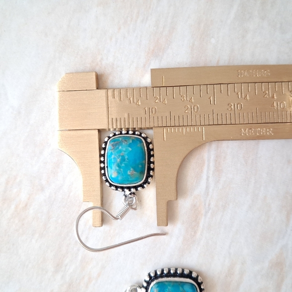 Artisan Handmade 925 Sterling Silver and Turquoise Earrings - Picture 3 of 5